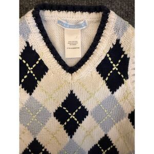Janie and Jack Baby's‎ 1st Sweater Vest 3-6m White/Navy Argyle Tennis Prep